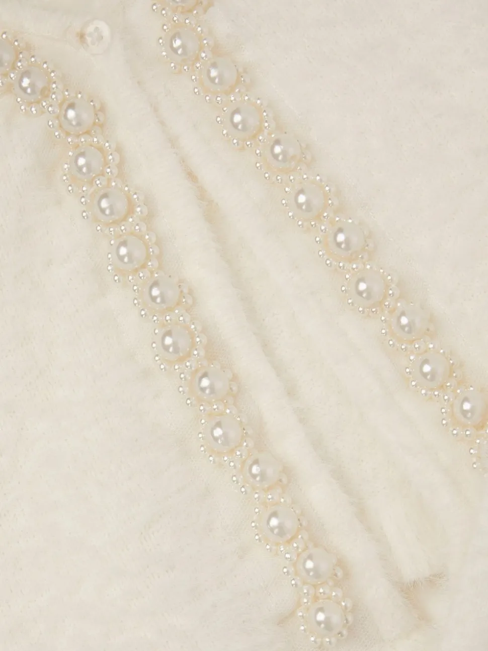 Monsoon White Pearl Fuzzy Cardigan