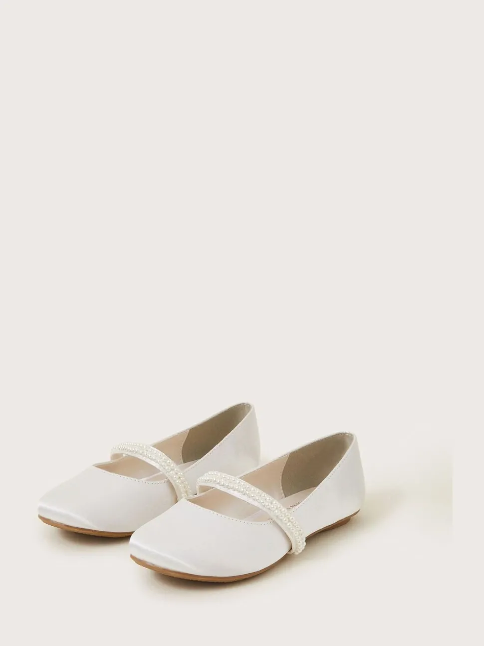 Monsoon White Pearl Strap Ballet Flats