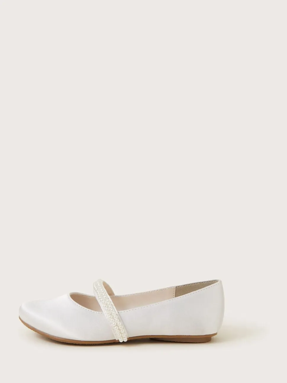 Monsoon White Pearl Strap Ballet Flats