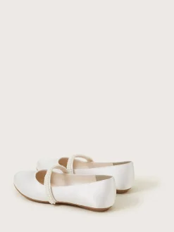 Monsoon White Pearl Strap Ballet Flats