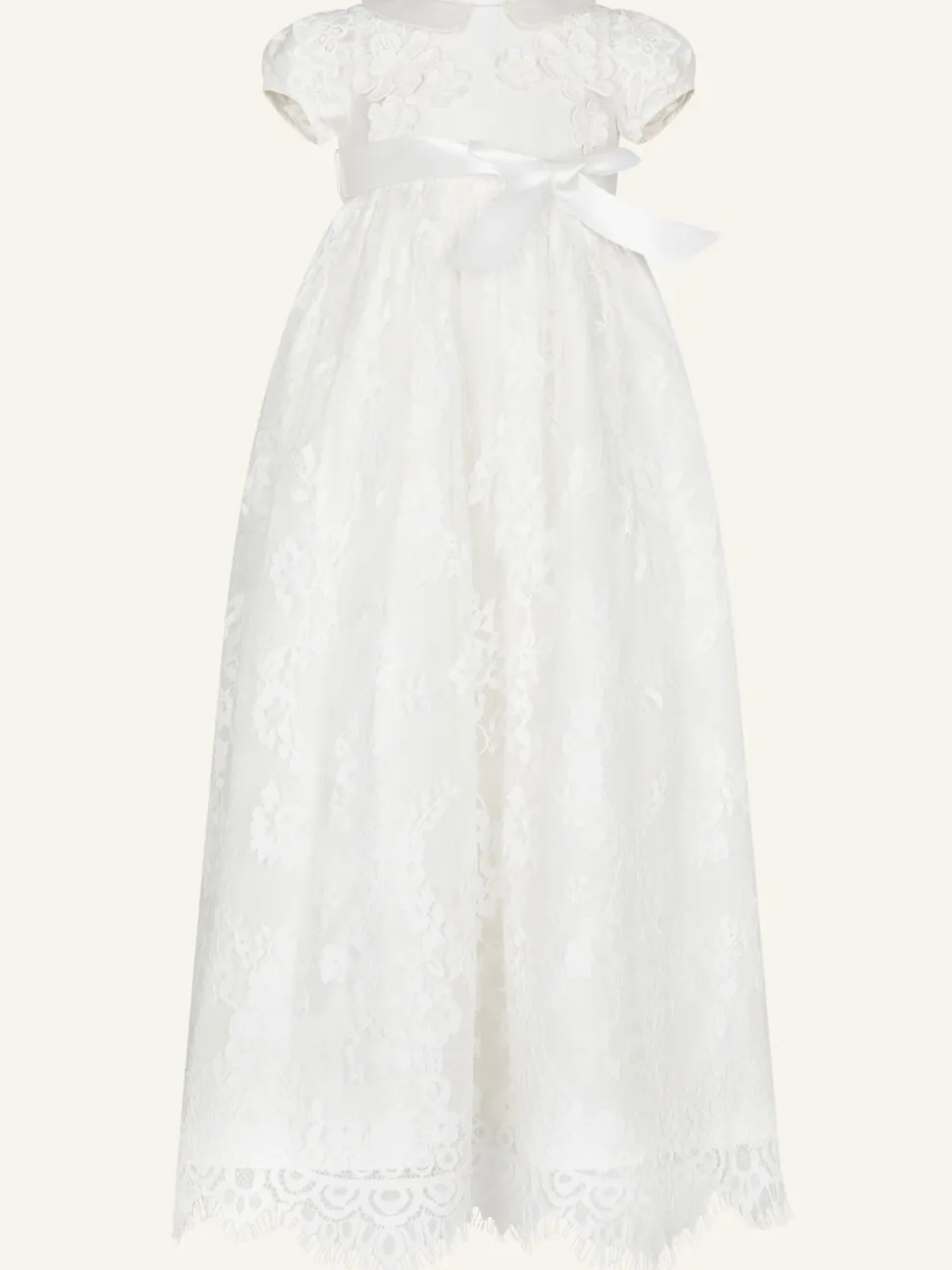 Monsoon White Provenza Silk Baby Christening Dress