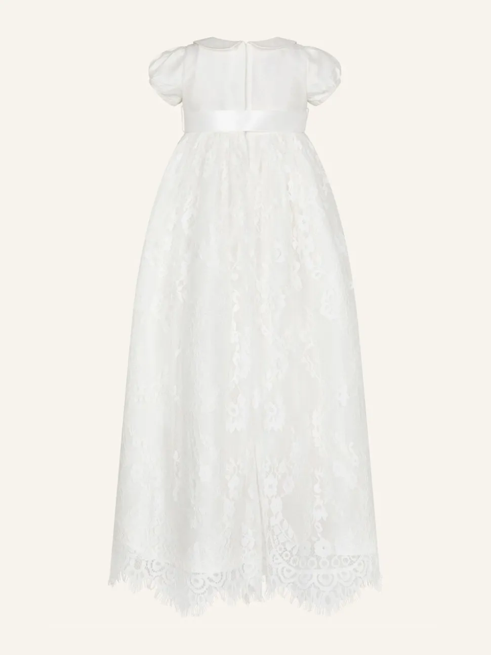 Monsoon White Provenza Silk Baby Christening Dress