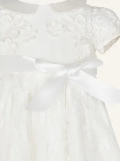 Monsoon White Provenza Silk Baby Christening Dress