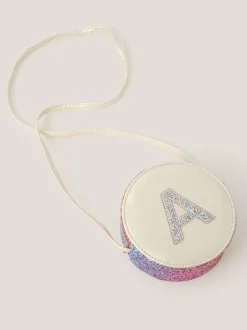 Monsoon White Round Glittery Initial Bag - I
