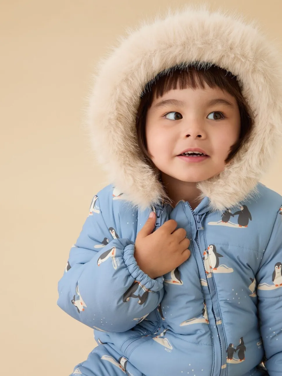 MORI Blue Cosy Zip-Up Lined Snowsuit