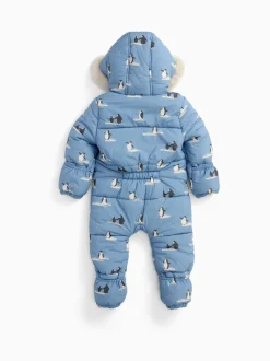MORI Blue Cosy Zip-Up Lined Snowsuit