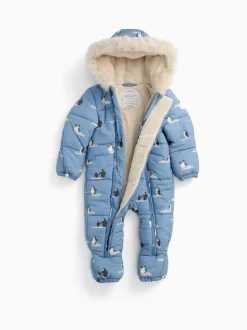 MORI Blue Cosy Zip-Up Lined Snowsuit