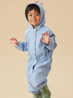 MORI Blue Dinosaur Lined Waterproof Puddlesuit