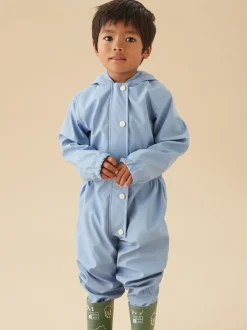 MORI Blue Dinosaur Lined Waterproof Puddlesuit