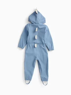 MORI Blue Dinosaur Lined Waterproof Puddlesuit