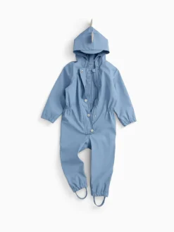 MORI Blue Dinosaur Lined Waterproof Puddlesuit