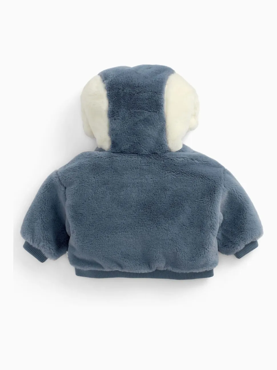 MORI Blue Penguin Faux Fur Cosy Zip Up Hooded Jacket