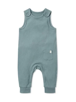 MORI Blue Ribbed Romper Dungarees