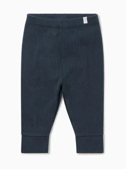 MORI Blue Ribbed Stretch Comfy Baby Leggings