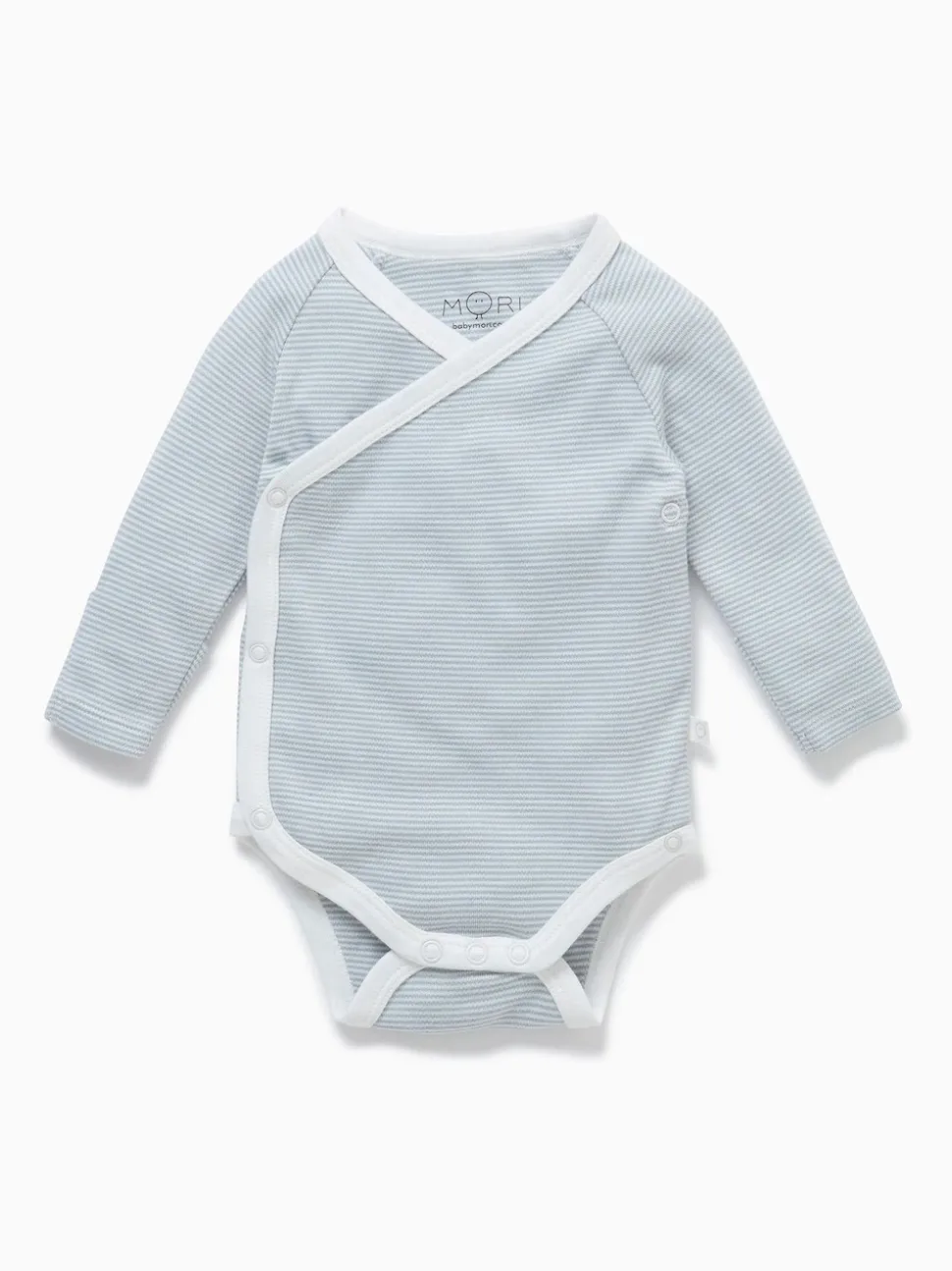 MORI Blue Stripe Long Sleeve Supersoft Kimono Bodysuit