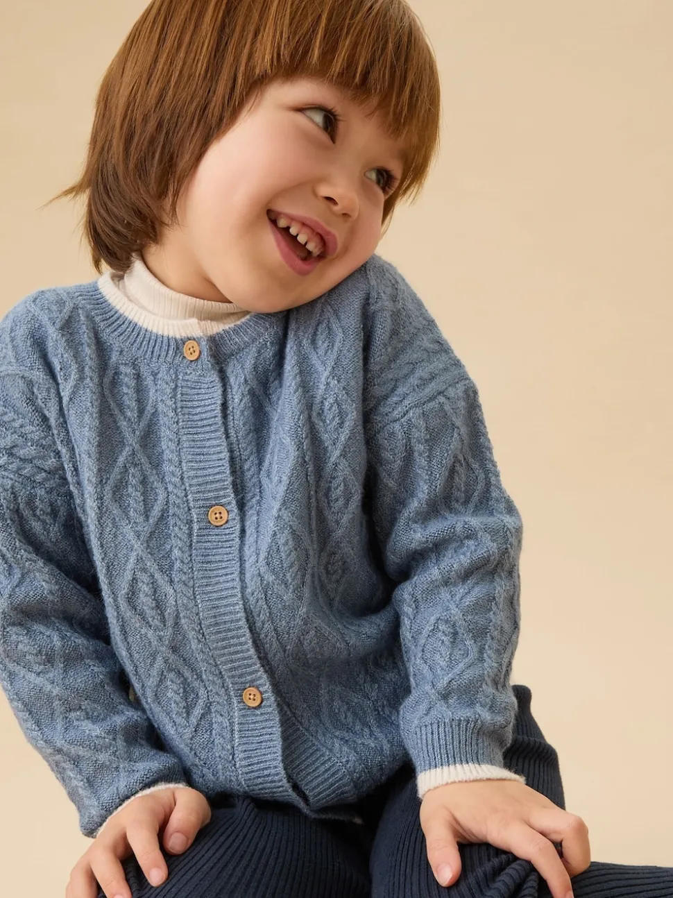 MORI Blue Supersoft Chunky Knit Cardigan