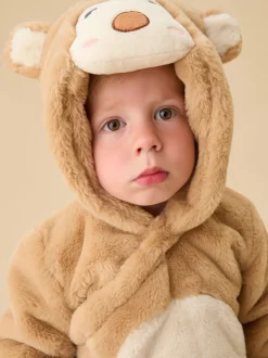 MORI Brown Cosy Monkey Faux Fur Pramsuit
