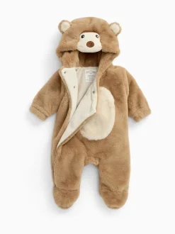 MORI Brown Cosy Monkey Faux Fur Pramsuit