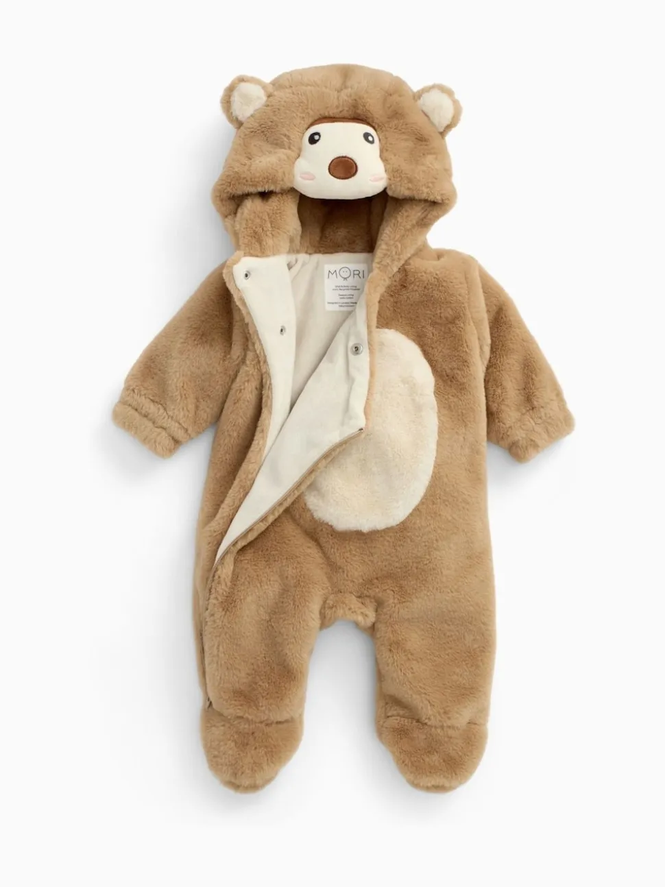 MORI Brown Cosy Monkey Faux Fur Pramsuit