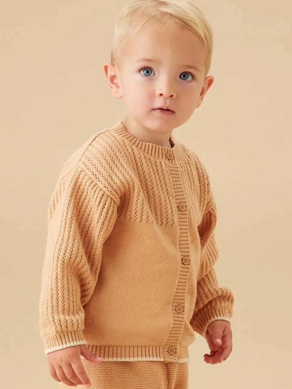 MORI Brown Cosy Pointelle Knitted Cardigan