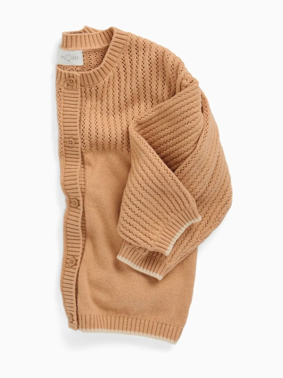 MORI Brown Cosy Pointelle Knitted Cardigan