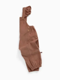MORI Brown Frilled Corduroy Dungarees