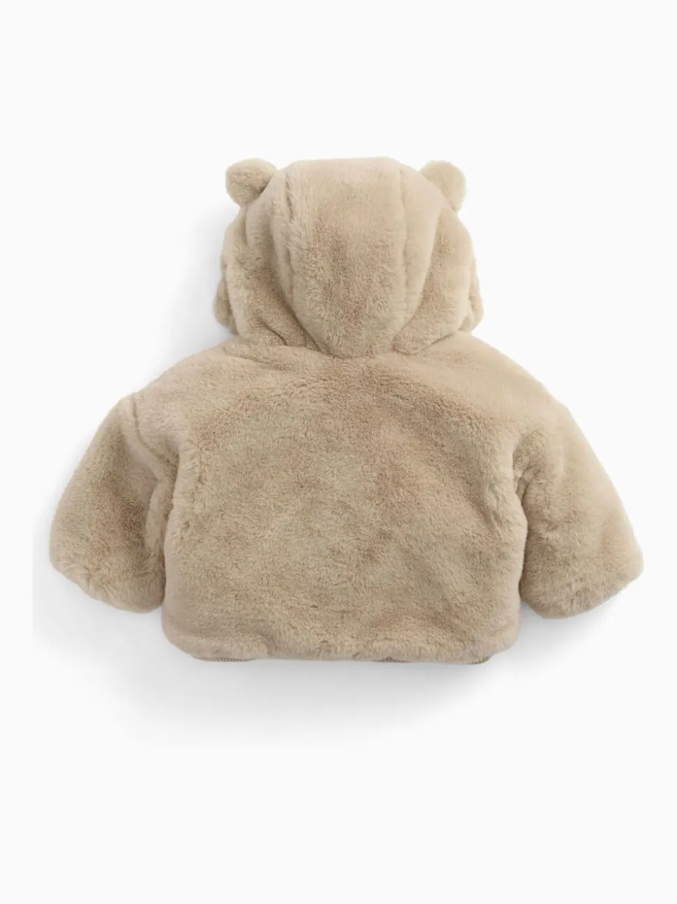 MORI Cream Bear Faux Fur Hooded Jacket