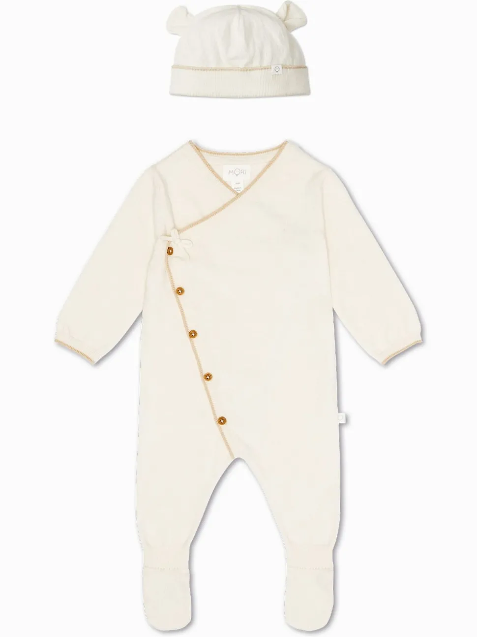 MORI Cream Cotton Knitted Jumper & Leggings Baby Gift Set