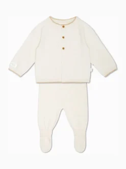 MORI Cream Cotton Knitted Jumper & Leggings Baby Gift Set