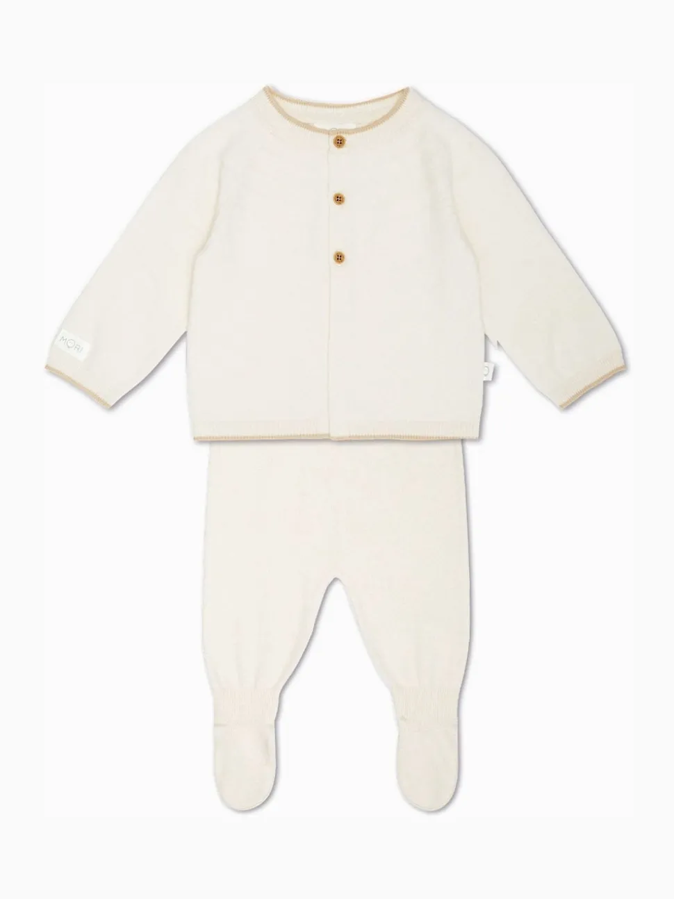 MORI Cream Cotton Knitted Jumper & Leggings Baby Gift Set