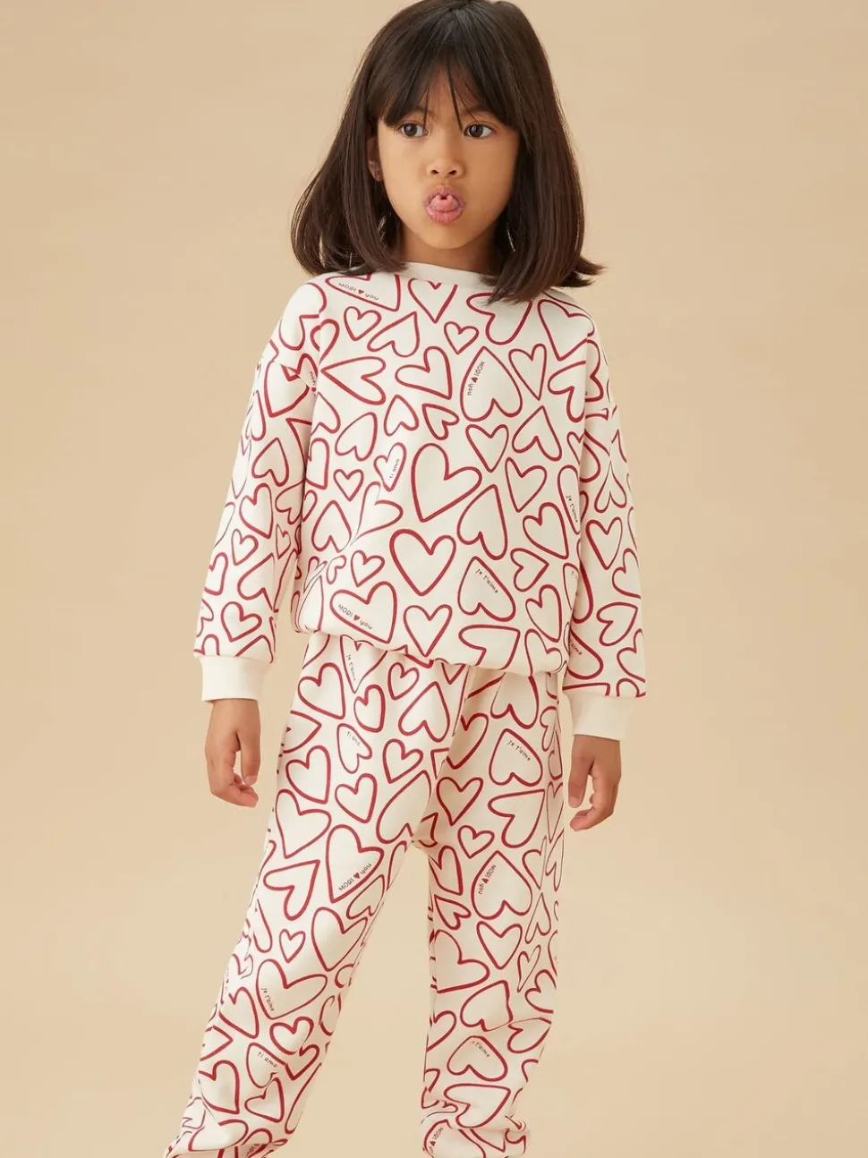 MORI Cream Heart Print Supersoft Sweatshirt