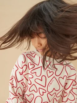 MORI Cream Heart Print Supersoft Sweatshirt
