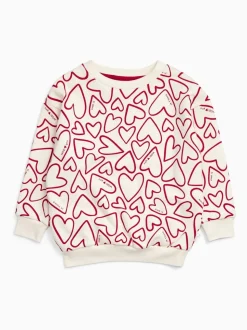 MORI Cream Heart Print Supersoft Sweatshirt