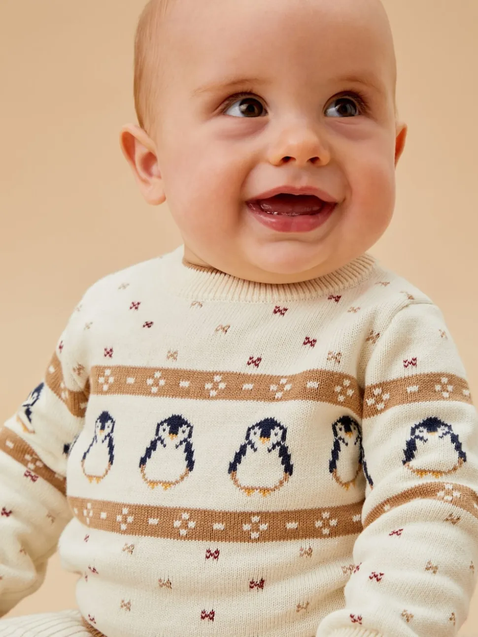 MORI Cream Penguin Fair Isle Knitted Jumper