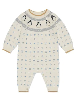MORI Cream Penguin Fair Isle Knitted Jumpsuit