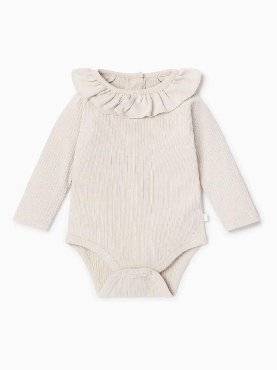 MORI Cream Supersoft Long Sleeve Frill Collar Envelope Neckline Bodysuit