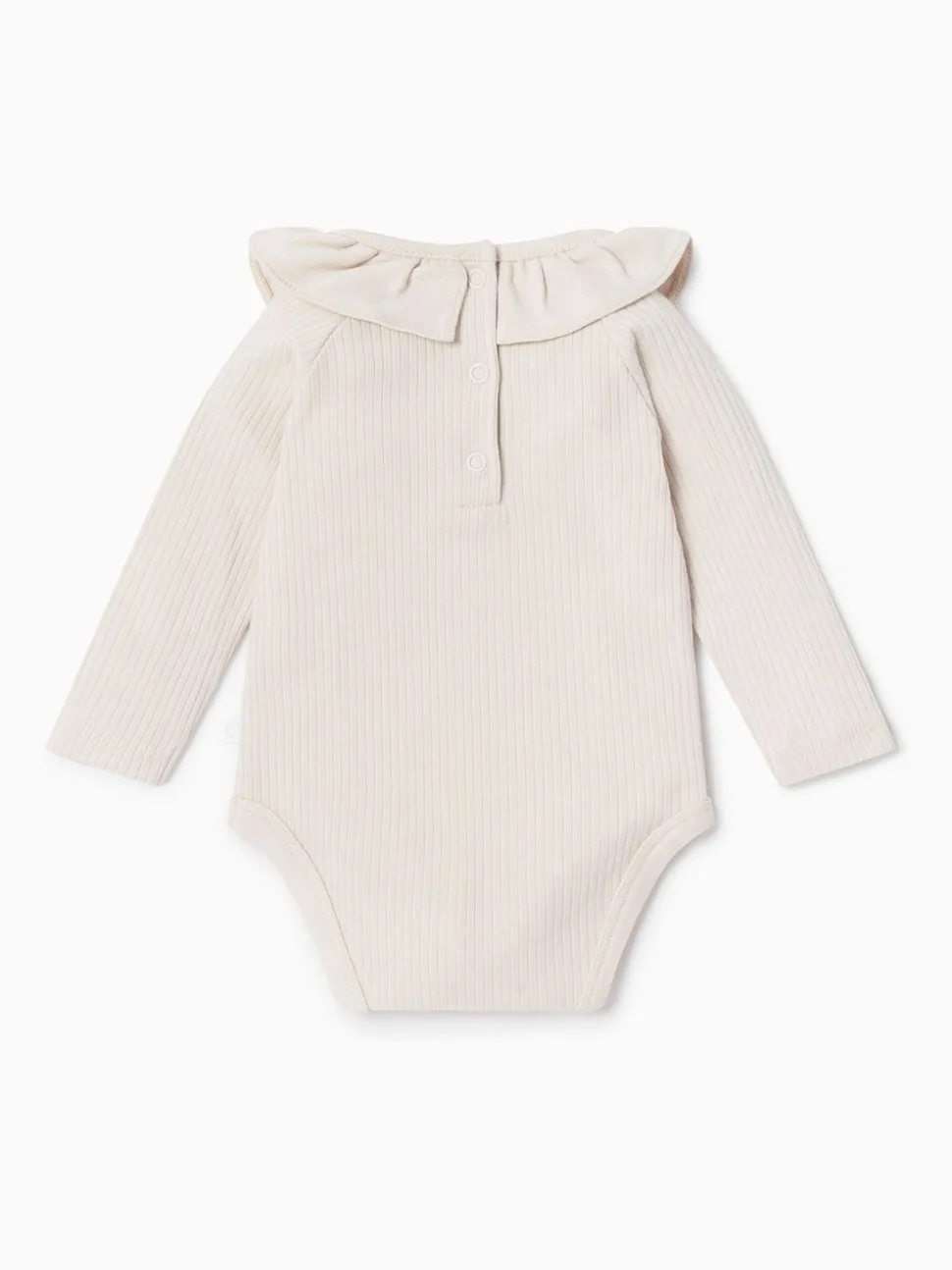 MORI Cream Supersoft Long Sleeve Frill Collar Envelope Neckline Bodysuit