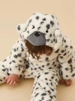 MORI Dalmatian Print Faux Fur Supersoft Zip Up Pramsuit