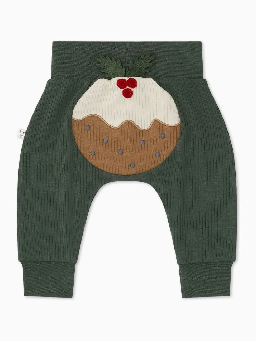 Mori Green Christmas Pudding Character Christmas Joggers