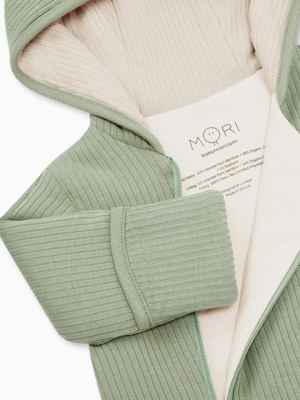 MORI Green Cosy Zip-Up Pramsuit