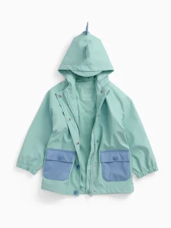 MORI Green Dinosaur Lined Waterproof Coat
