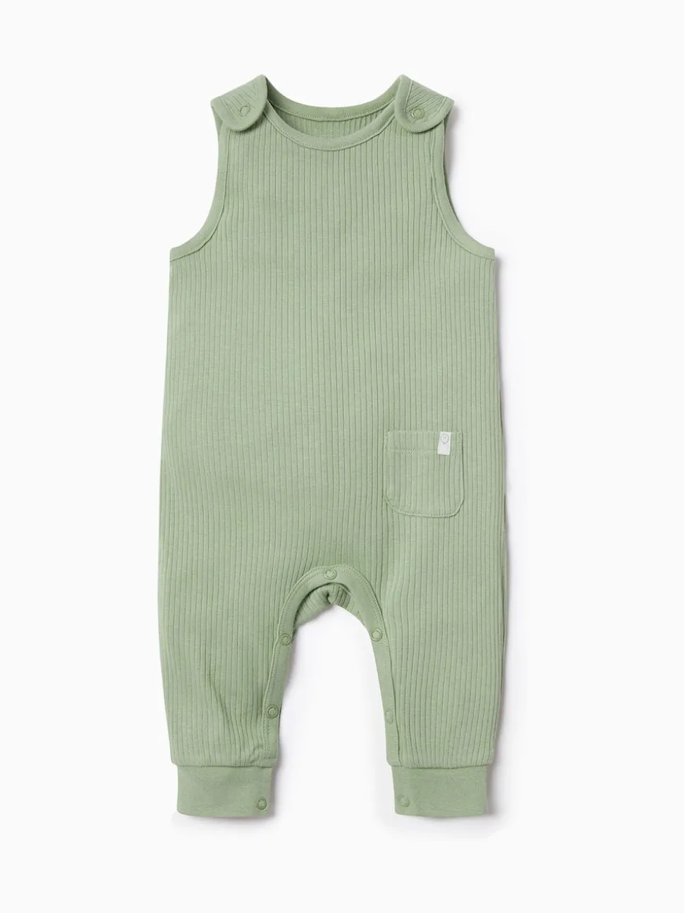 MORI Green Ribbed Romper Dungarees
