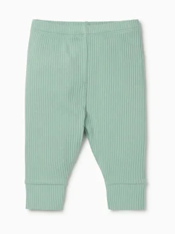 MORI Green Ribbed Stretch Comfy Baby Leggings