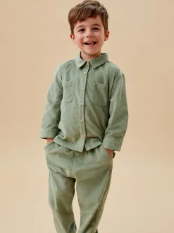 MORI Green Supersoft Corduroy Pull Up Trousers