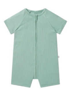 MORI Green Supersoft Stretch Summer Zip Up Romper