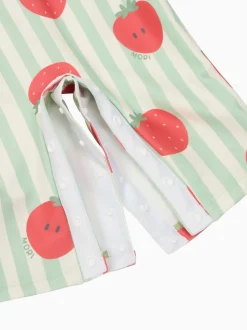 MORI Green UPF 50+ Strawberry Stripe Sun Safe Zip-Up Swimsuit