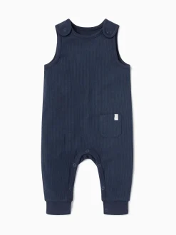 MORI Light Blue Ribbed Romper Dungarees