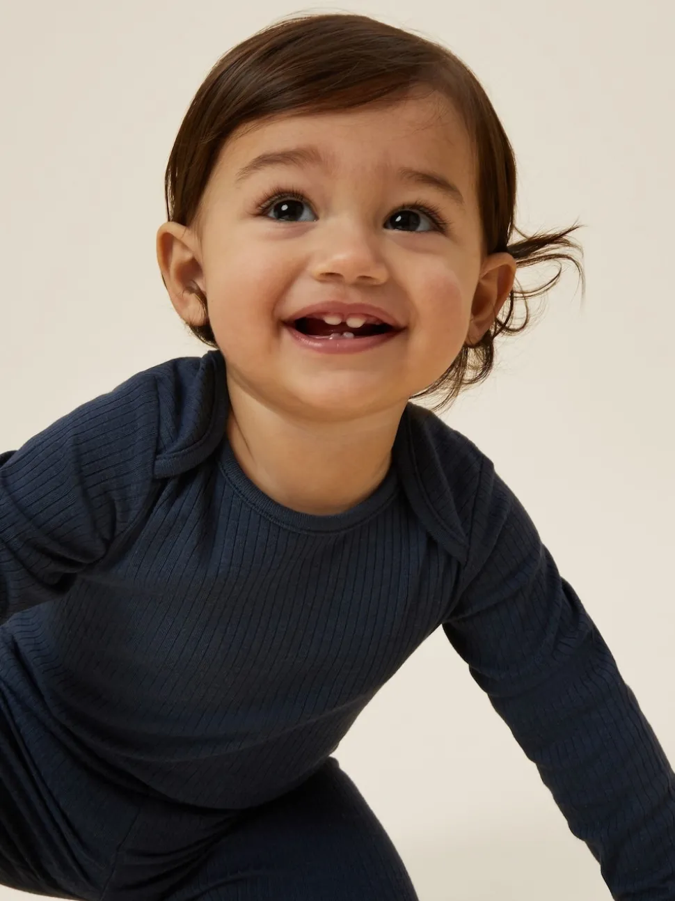 MORI Light Blue Ribbed Stretch Long Sleeve Envelope Neckline Bodysuit