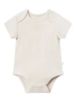 MORI Natural Ribbed Stretch Short Sleeve Bodysuit