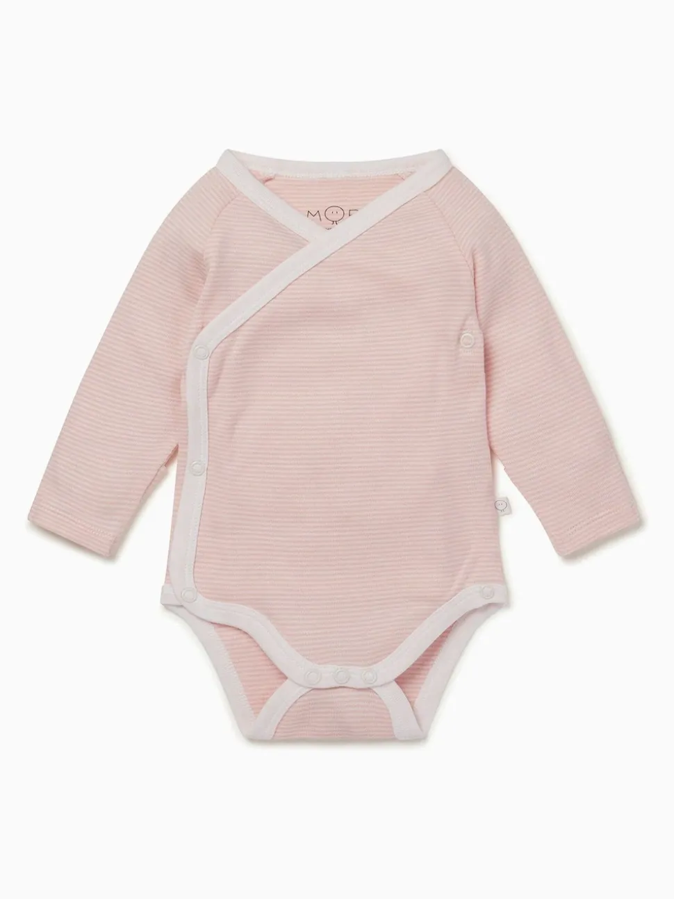 MORI Pink Blush Stripe Long Sleeve Supersoft Kimono Bodysuit